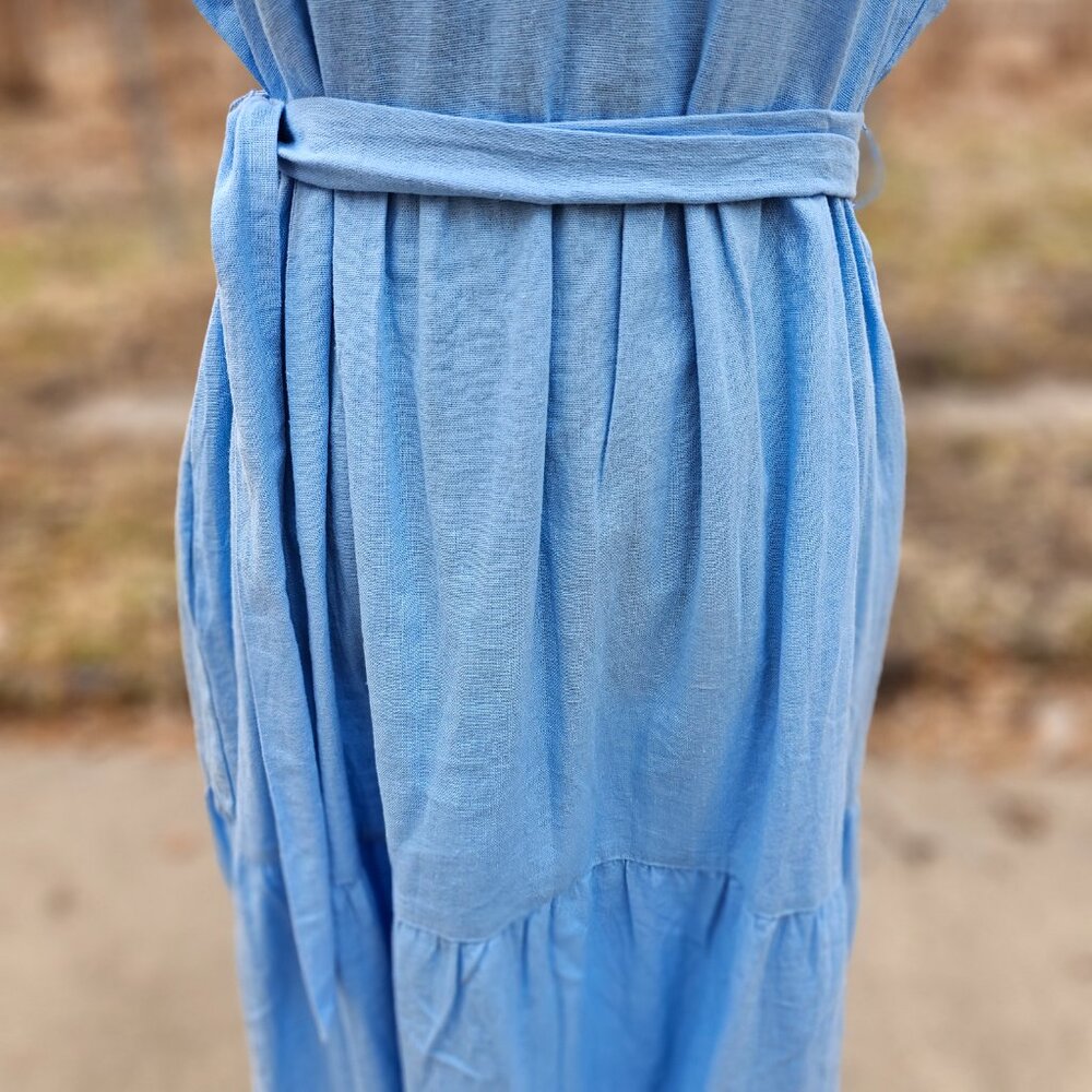 NWT Adyson Parker Blue Midi Dress Sleeveless Size Large - Picture 3 of 12